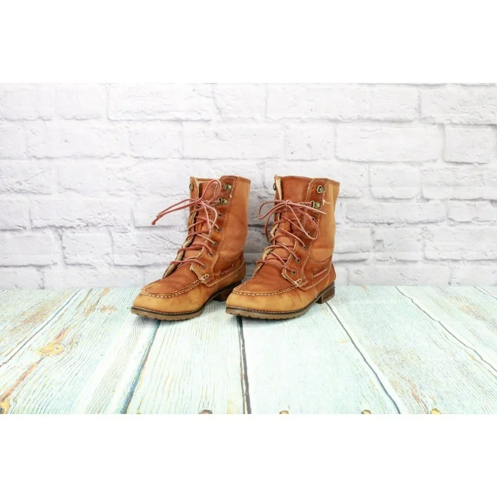 Sebago  Brown Leather Lace Up Shearling Lined Trail Boots Size 10 M - Picture 2 of 9
